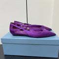 CUT-OUT BALLERINA FLAT IN VIOLET SATIN ATTACHED BEAD BUCKLE