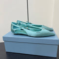 CUT-OUT BALLERINA FLAT IN TURQUOISE BLUE SATIN ATTACHED BEAD BUCKLE