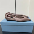 CUT-OUT BALLERINA FLAT IN HAZELNUT BEIGE SATIN ATTACHED BEAD BUCKLE