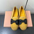LOAFERS WITH BOW IN DUST YELLOW SUEDE