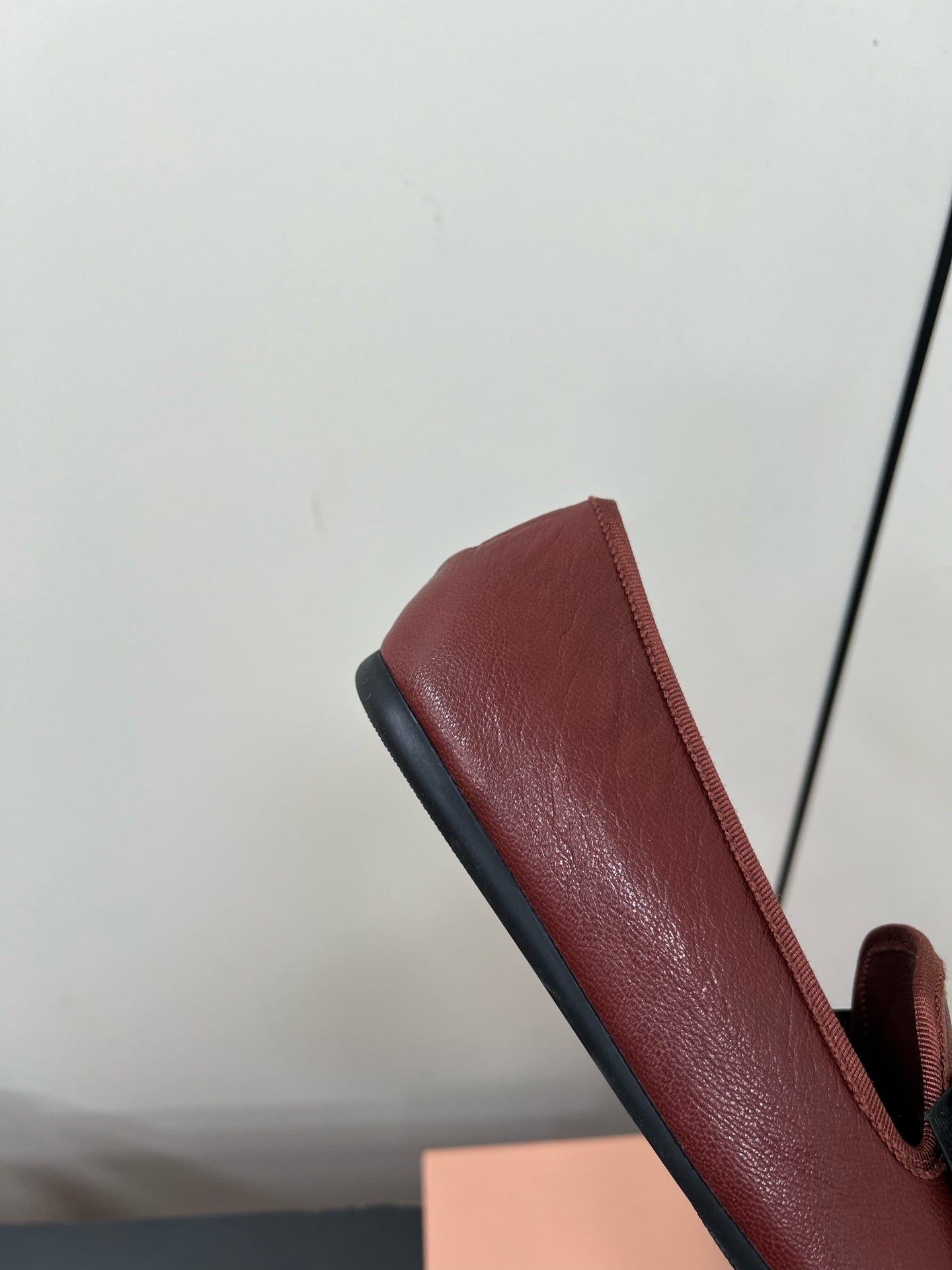 LOAFERS WITH BOW IN RED BROWN SHEEPSKIN