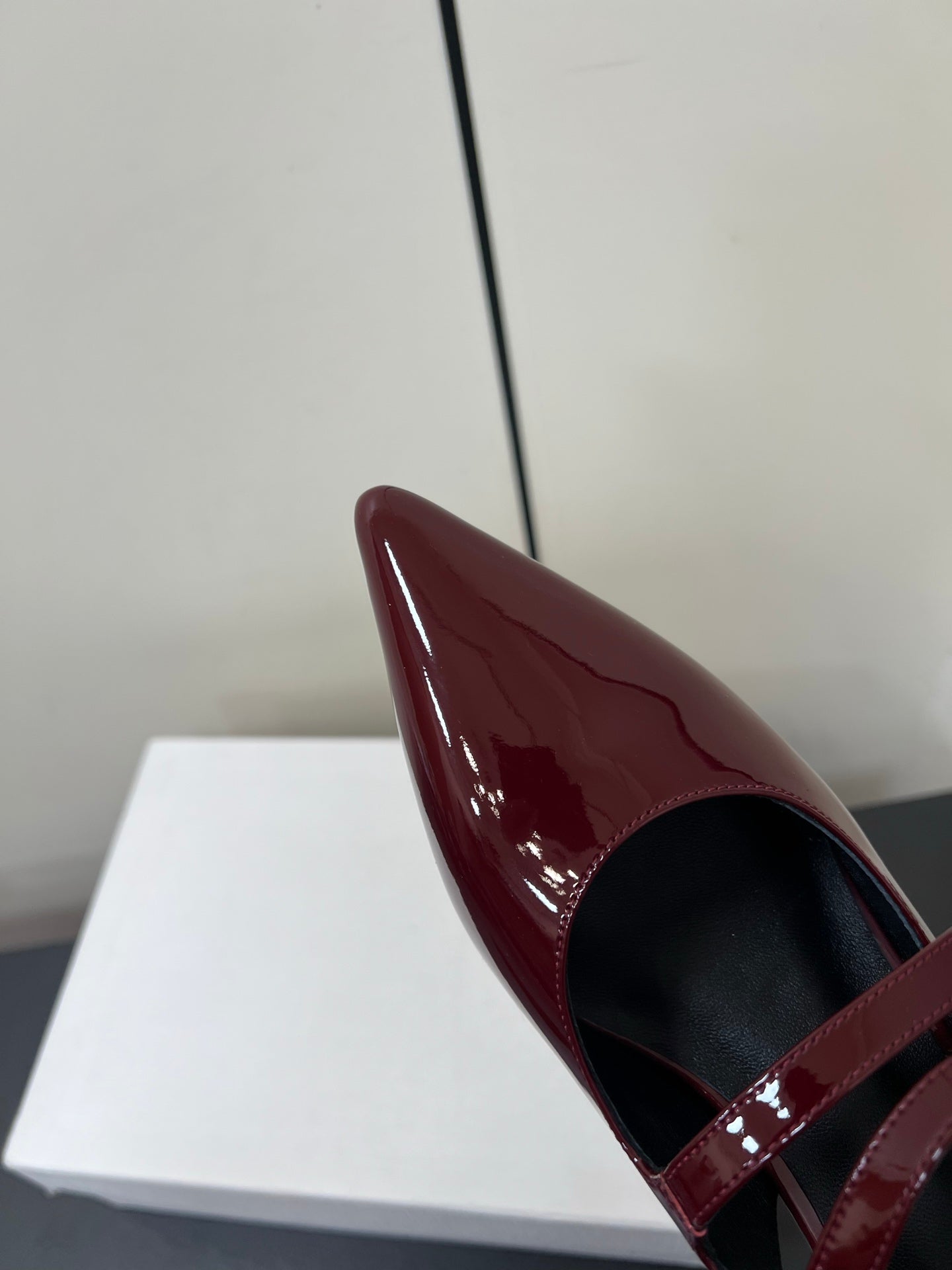 JUDY DOUBLE STRAP MARY JANE SLINGBACK IN BURGUNDY RED PATENT CALFSKIN