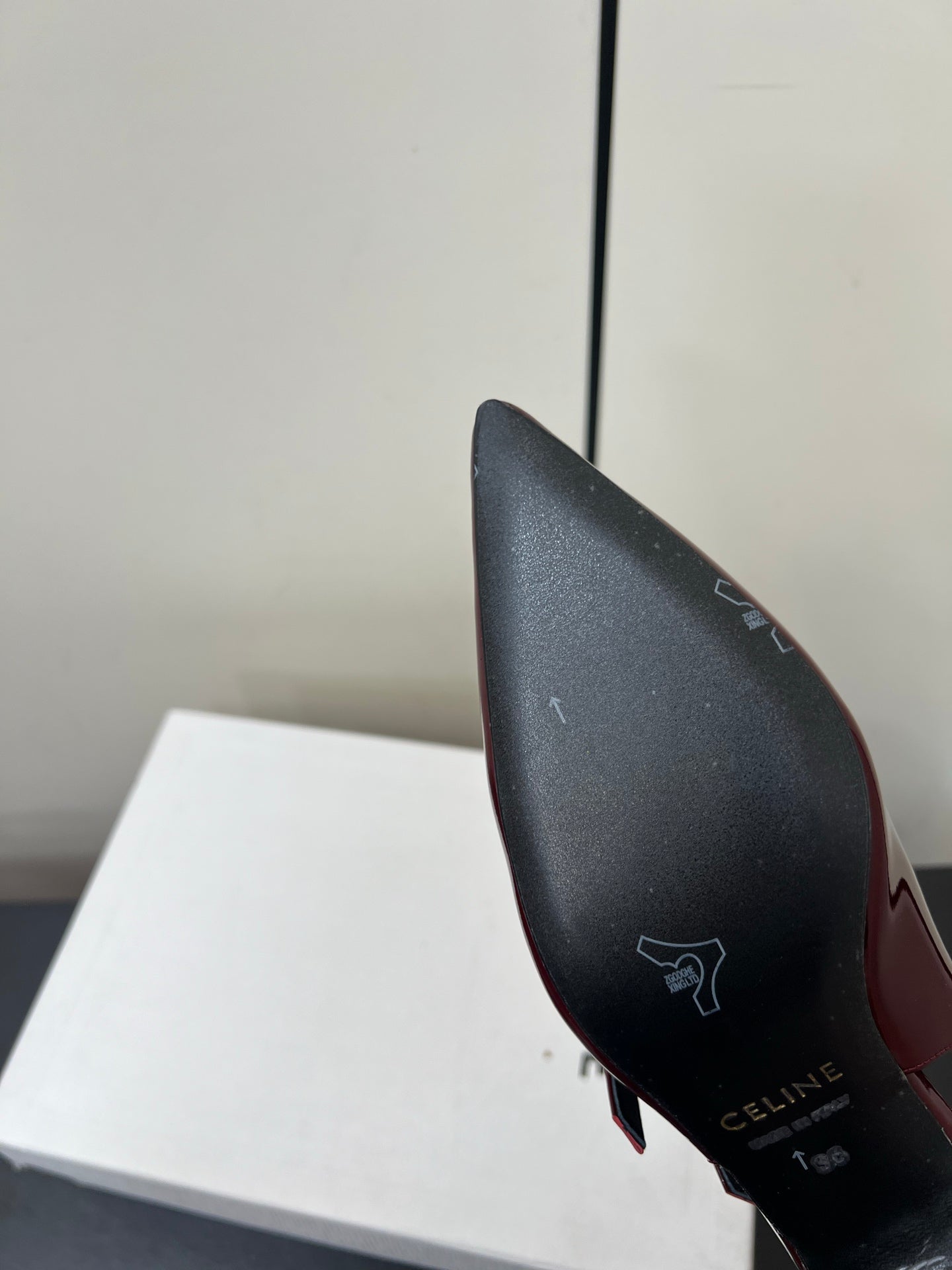 JUDY DOUBLE STRAP MARY JANE SLINGBACK IN BURGUNDY RED PATENT CALFSKIN