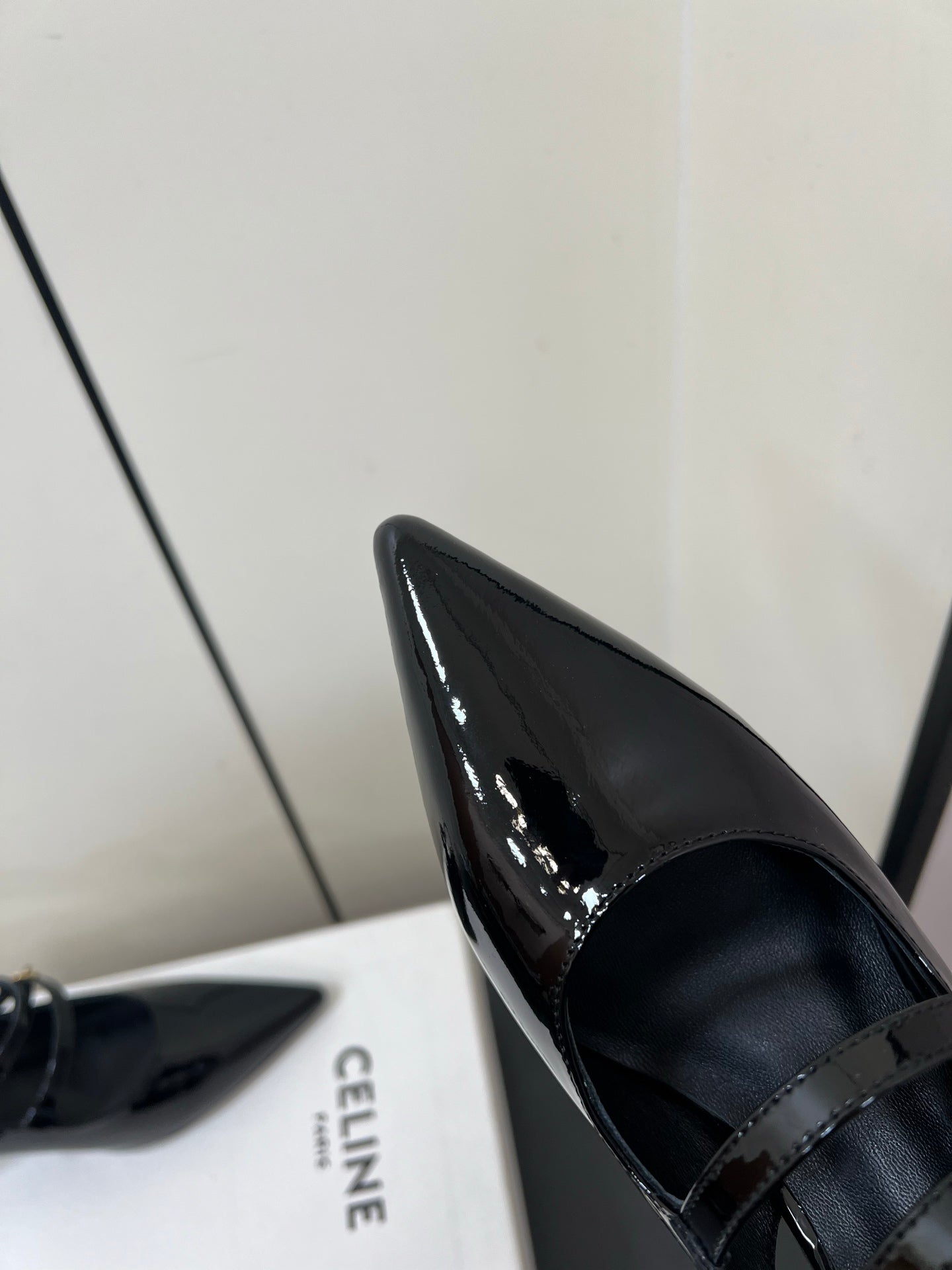 JUDY DOUBLE STRAP MARY JANE SLINGBACK IN BLACK PATENT CALFSKIN