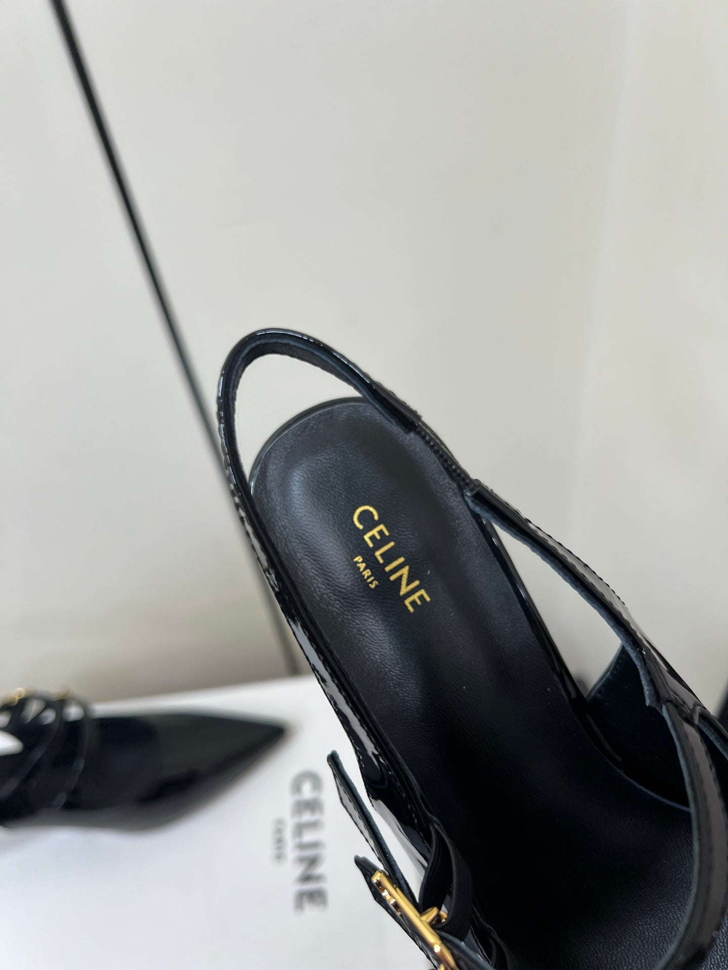 JUDY DOUBLE STRAP MARY JANE SLINGBACK IN BLACK PATENT CALFSKIN