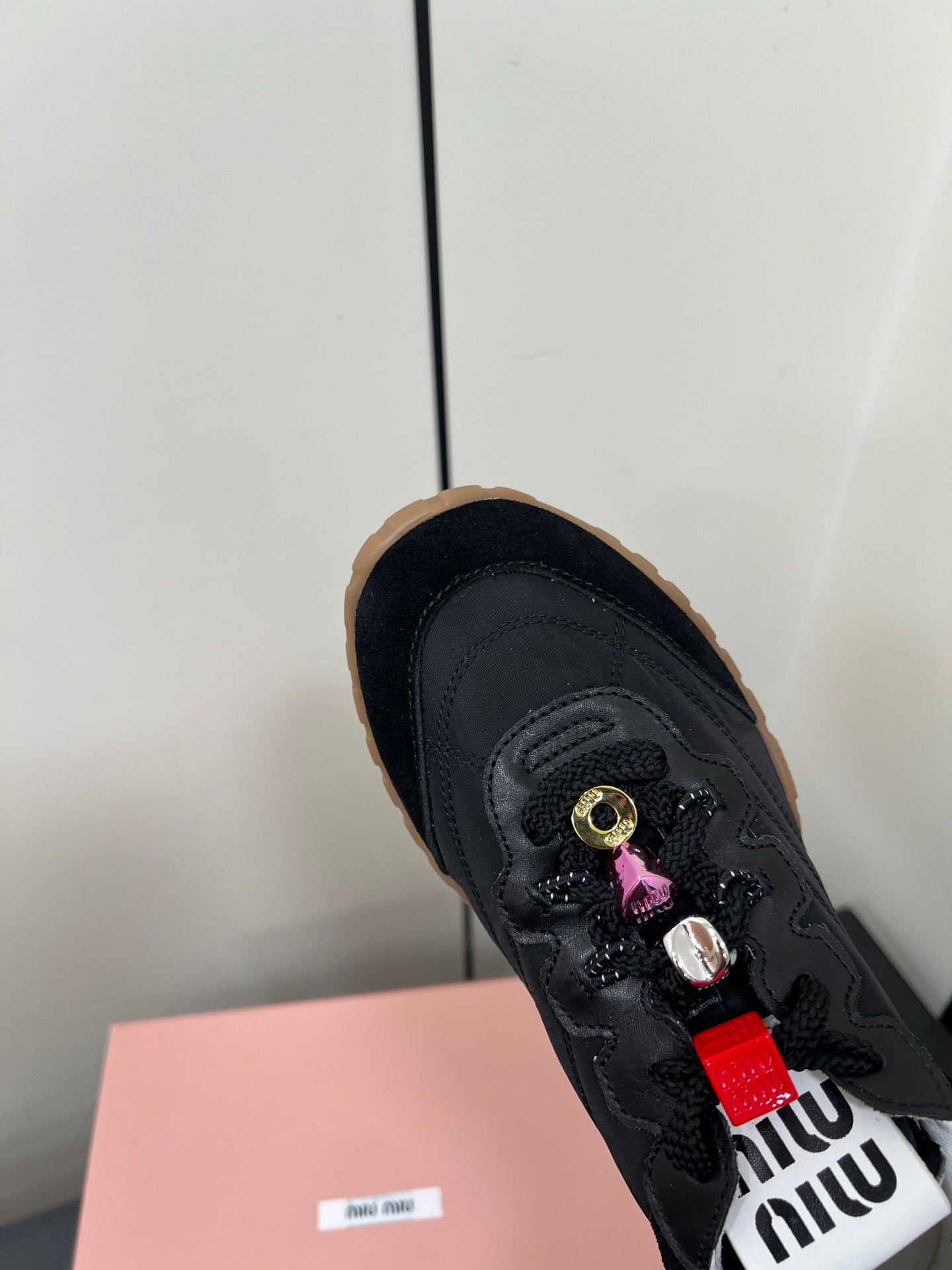 TYRE SNEAKERS IN BLACK TECHNICAL FABRIC AND SUEDE WITH STICKER