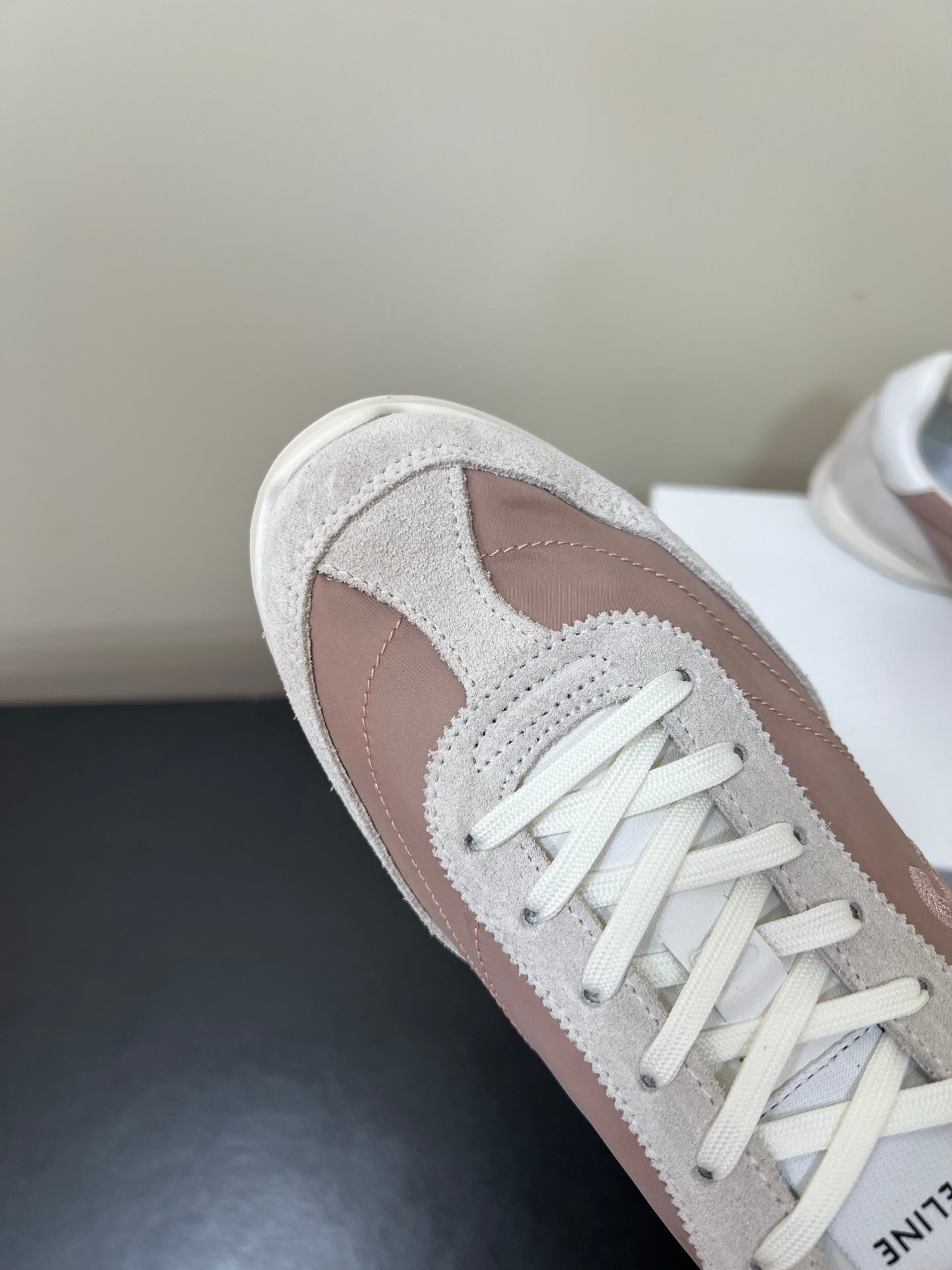 CELINE 25S RACER FORREST GUMP SNEAKERS IN PINK AND GRAY MERCERIZED CALFSKIN