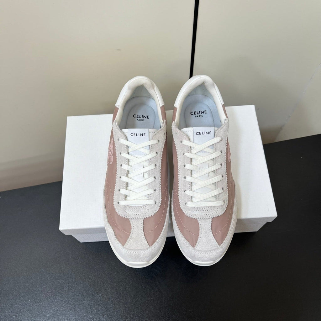 CELINE 25S RACER FORREST GUMP SNEAKERS IN PINK AND GRAY MERCERIZED CALFSKIN