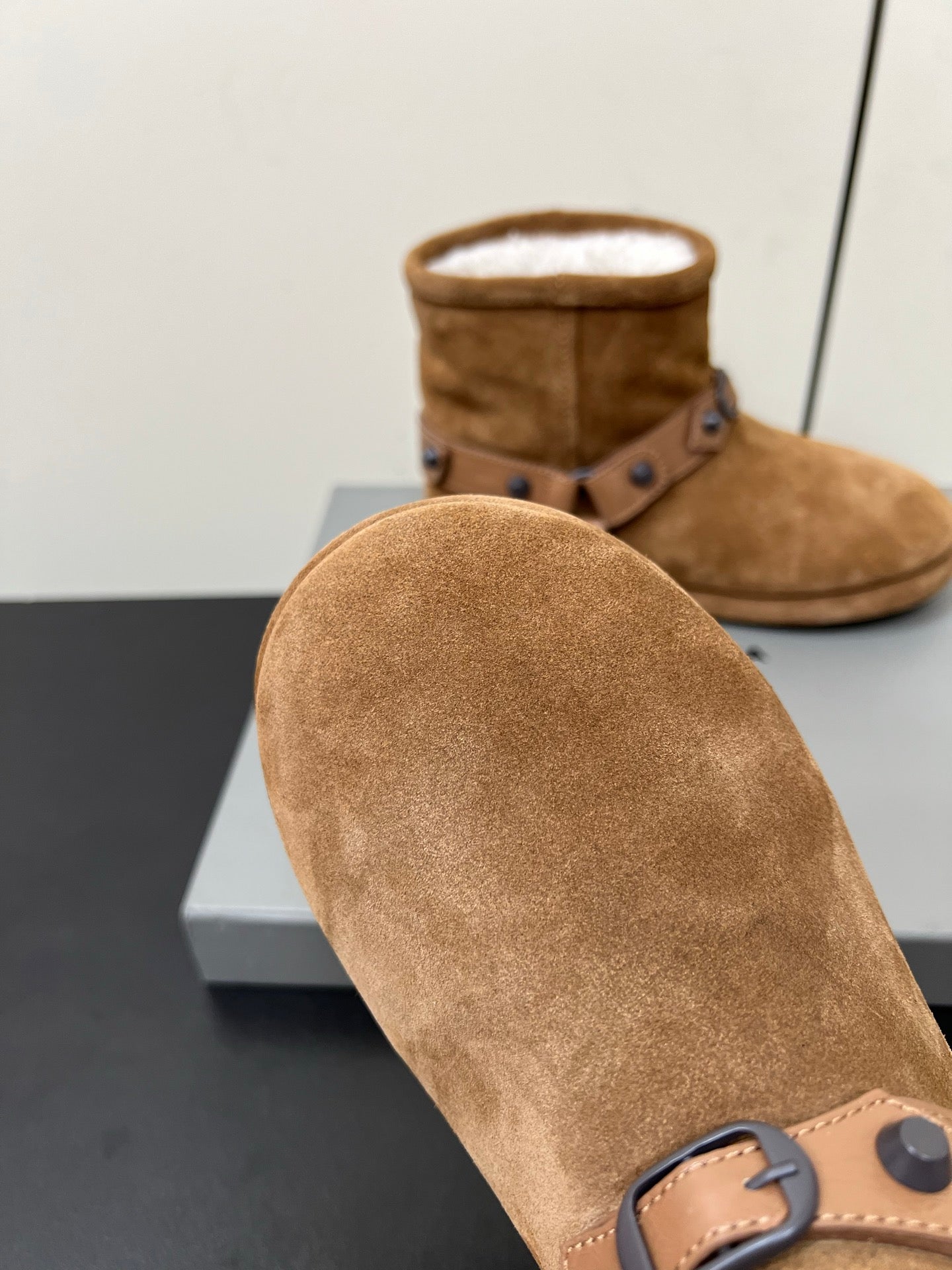 BALENCIAGA 25S ALASKA ANKLE BOOTS IN BROWN SUEDE AND LAMBSKIN