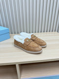 PRA SUEDE LOAFER IN TAN BROWN WITH SHEARLING LINING