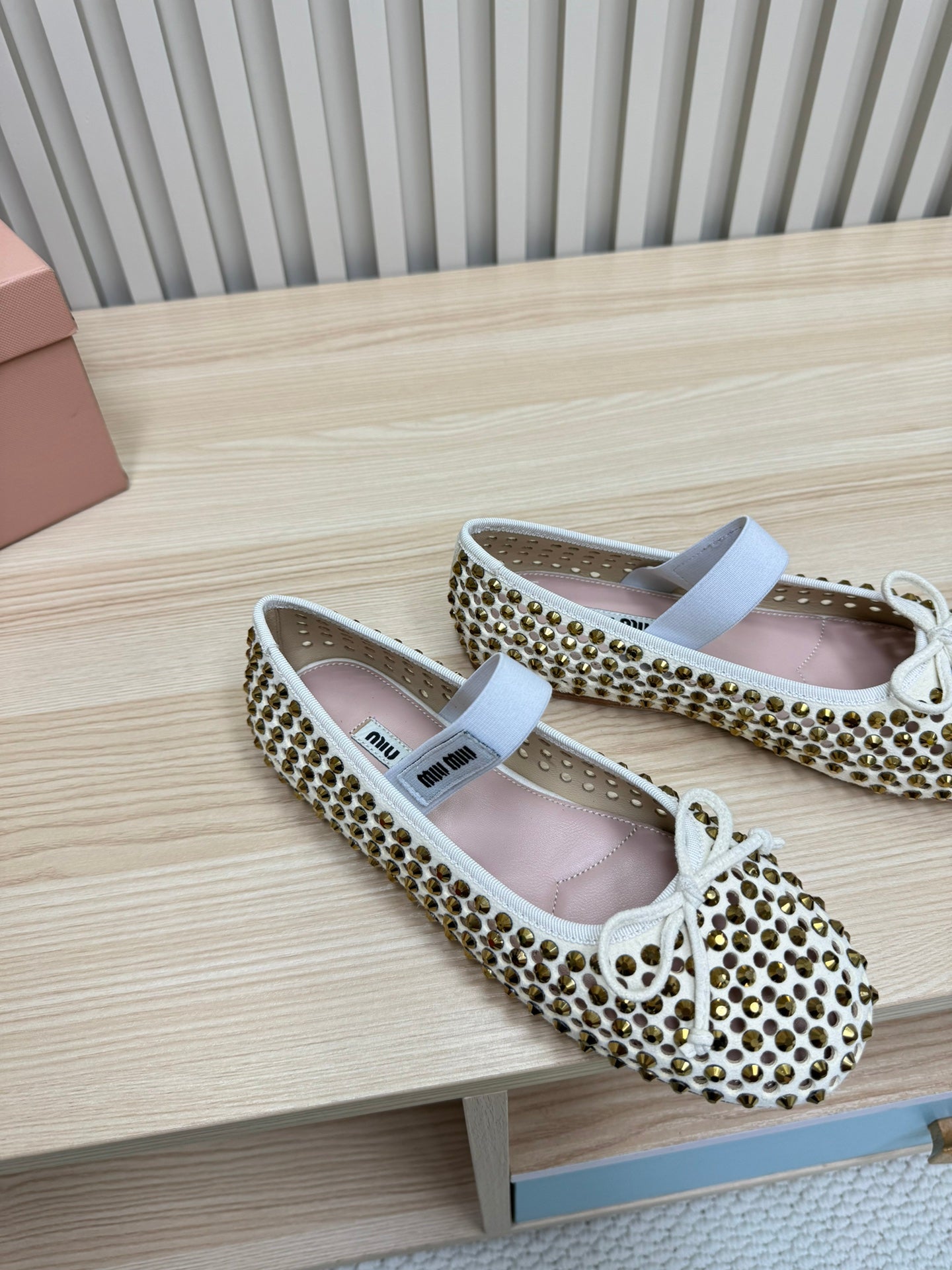 RHINESTONES MARY JANE FLATS IN CREAM SUEDE
