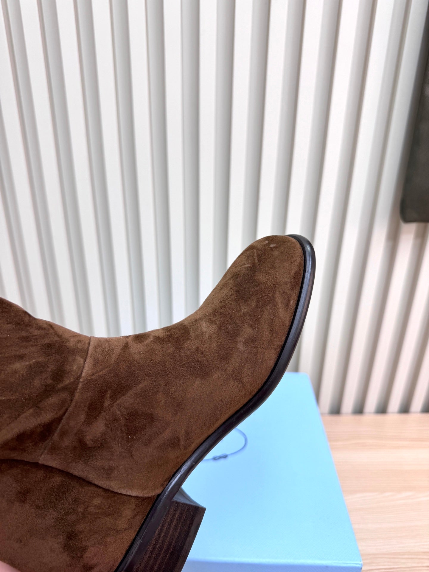 PRADA 25S LOW-CUT BOOTS IN DARK BROWN SUEDE