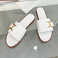 CHLOÉ HLOE MARCIE SLIDE IN WHITE CALFSKIN WITH GOLD HARDWARE