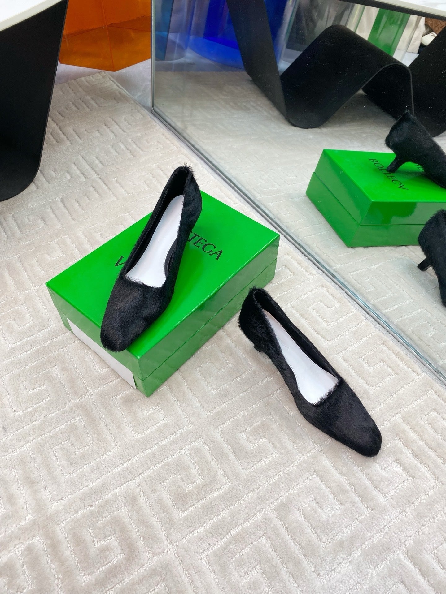 BOOGIE JAGUAR-PRINTED CALF HAIR PUMPS 45 MM BLACK