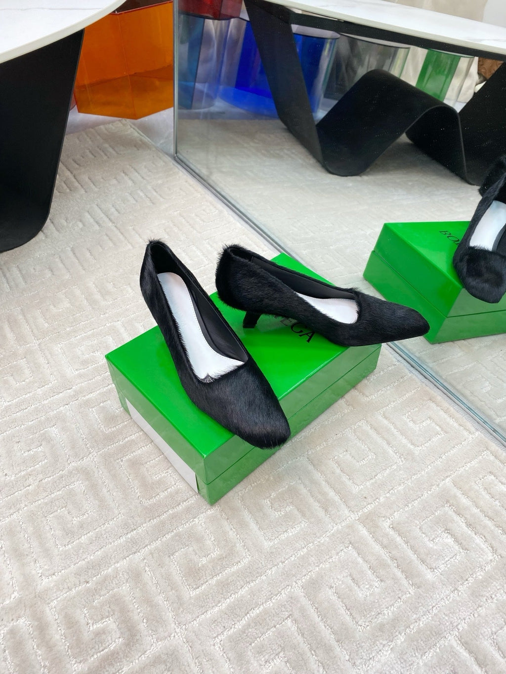 BOOGIE JAGUAR-PRINTED CALF HAIR PUMPS 45 MM BLACK