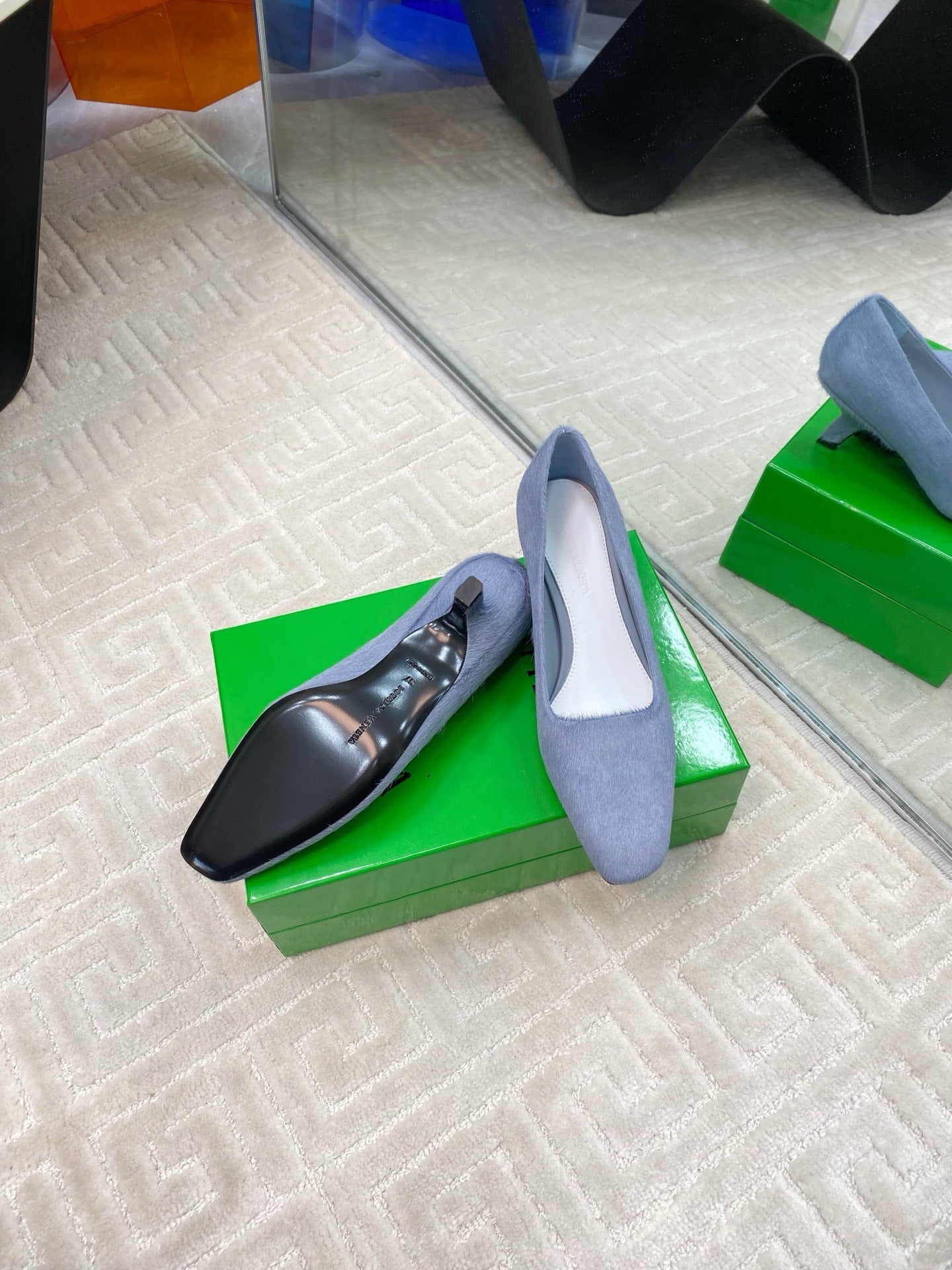 BOOGIE JAGUAR-PRINTED CALF HAIR PUMPS 45 MM PIGEON BLUE