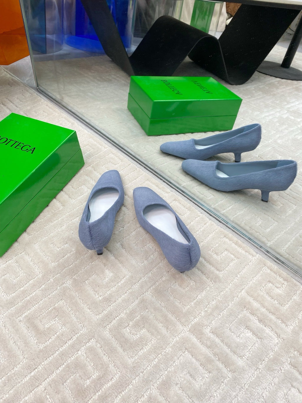 BOOGIE JAGUAR-PRINTED CALF HAIR PUMPS 45 MM PIGEON BLUE