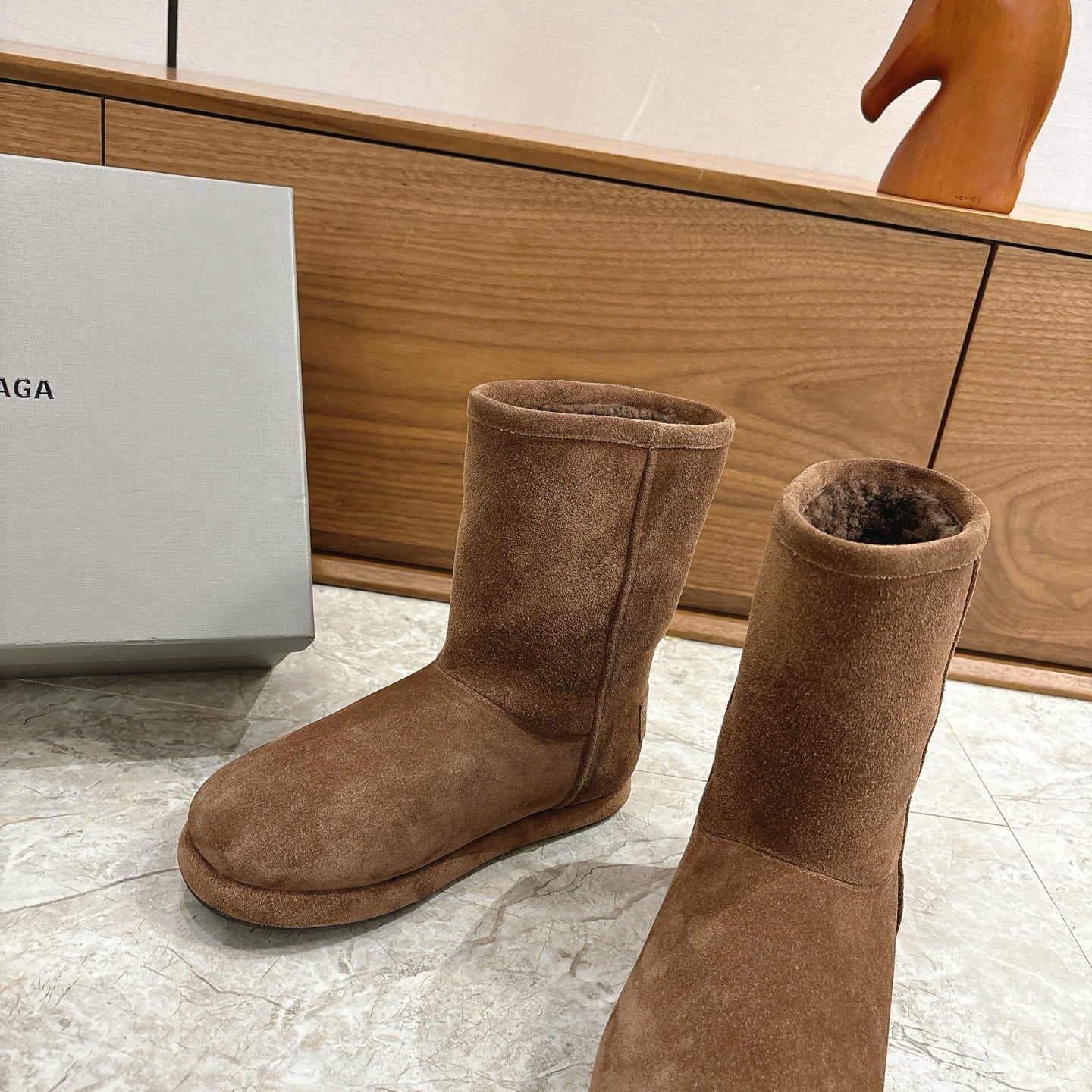 BALENCIAGA 25S ALASKA ANKLE BOOTS IN BROWN SUEDE