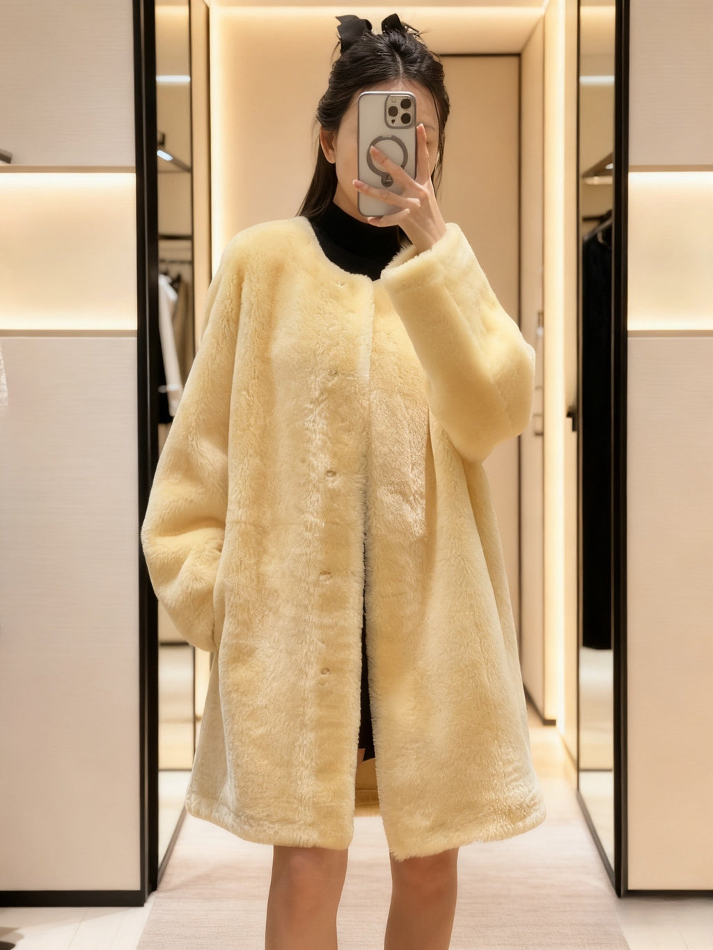 CHANEL 25S SHEEP FUR COAT 504