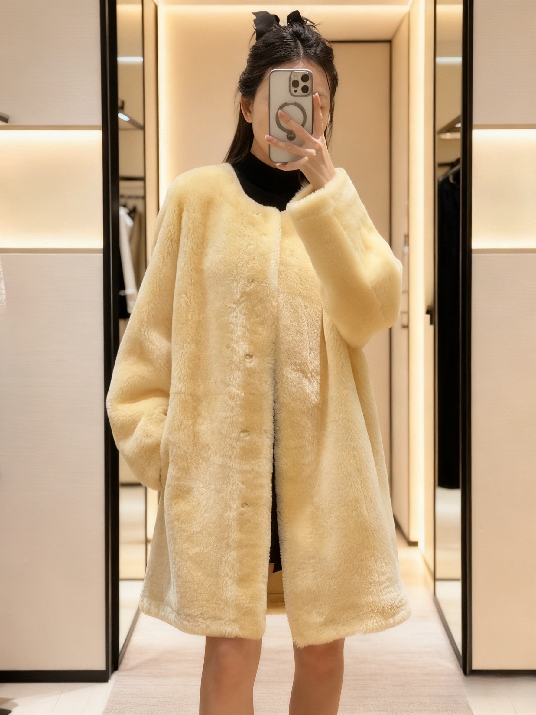 CHANEL 25S SHEEP FUR COAT 504