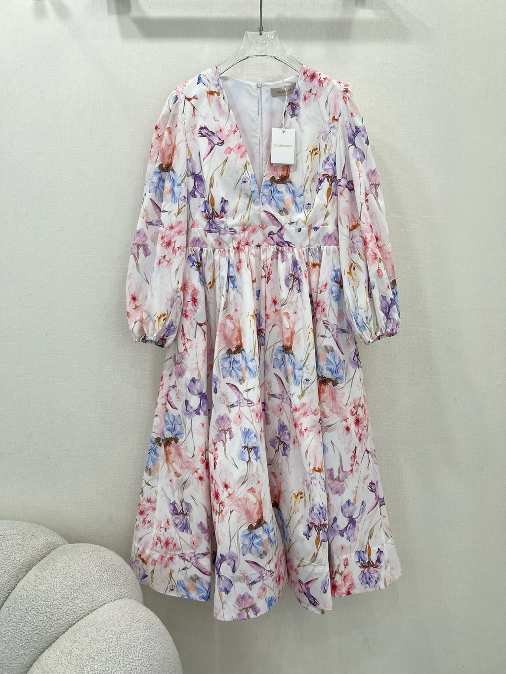 ZIMMER LONG-SLEEVE V-NECK DRESS 269296