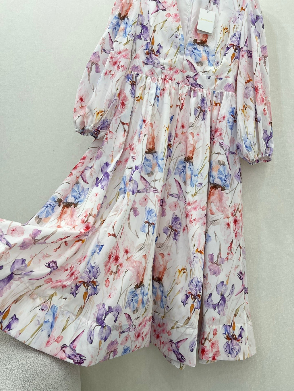 ZIMMER LONG-SLEEVE V-NECK DRESS 269296