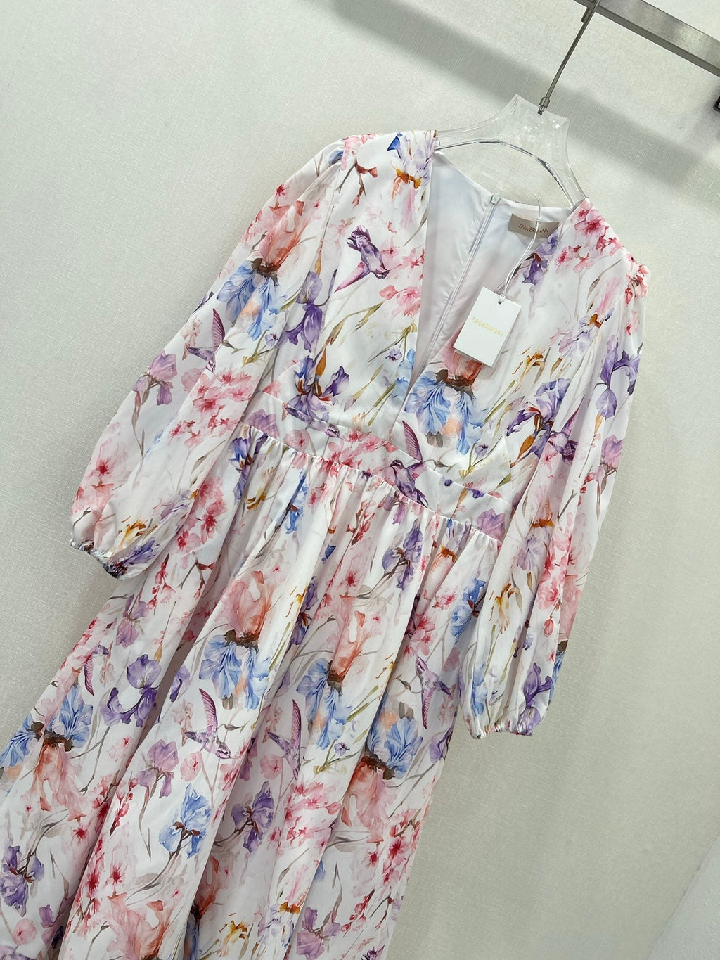 ZIMMER LONG-SLEEVE V-NECK DRESS 269296