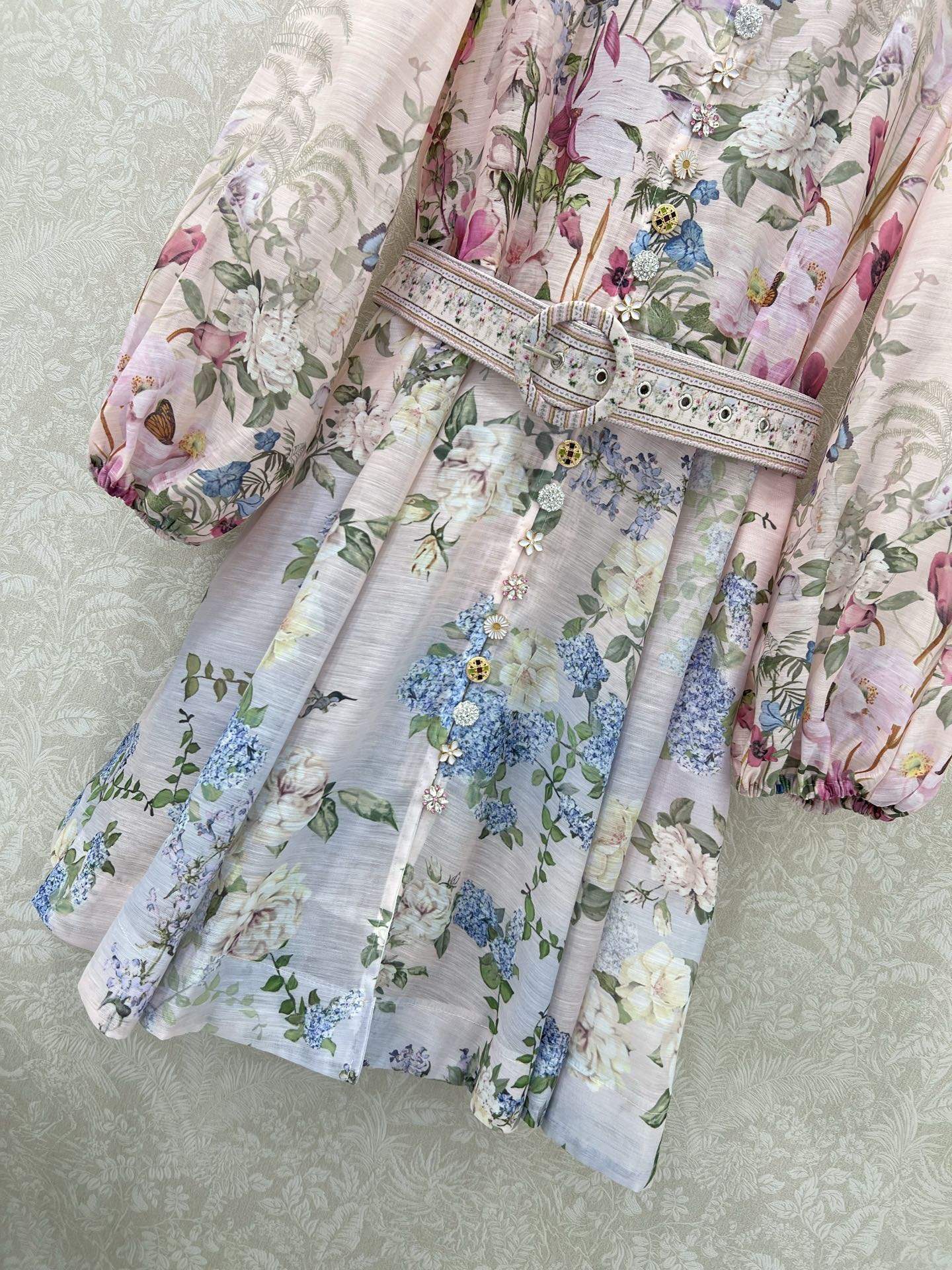 ZIMMER FLORAL DRESS WITH STAND COLLAR AND BELT 269180