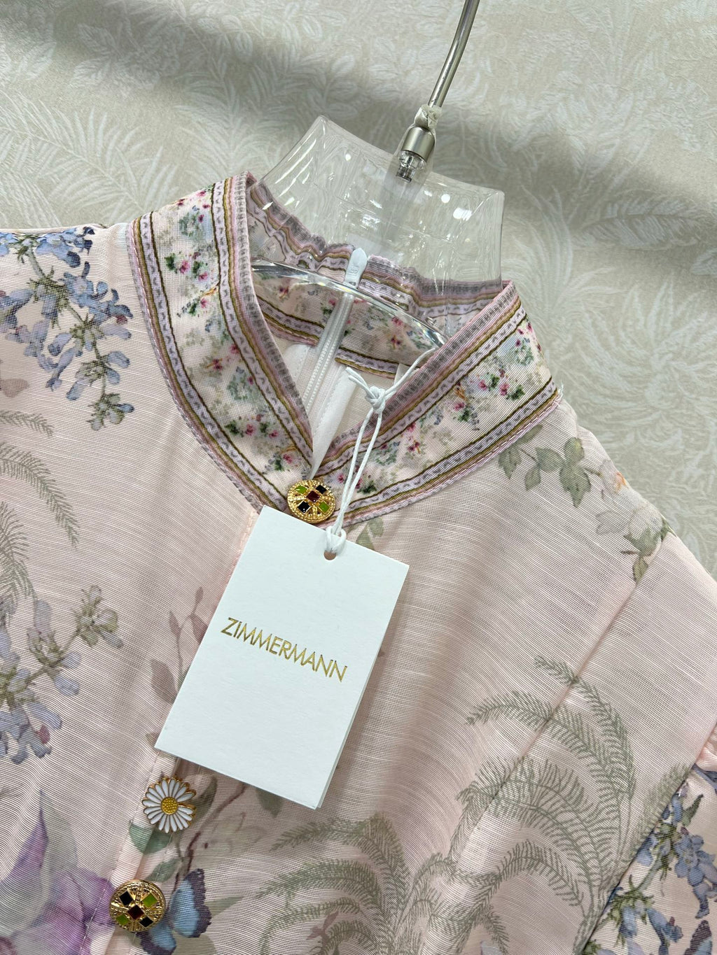 ZIMMER FLORAL DRESS WITH STAND COLLAR AND BELT 269180