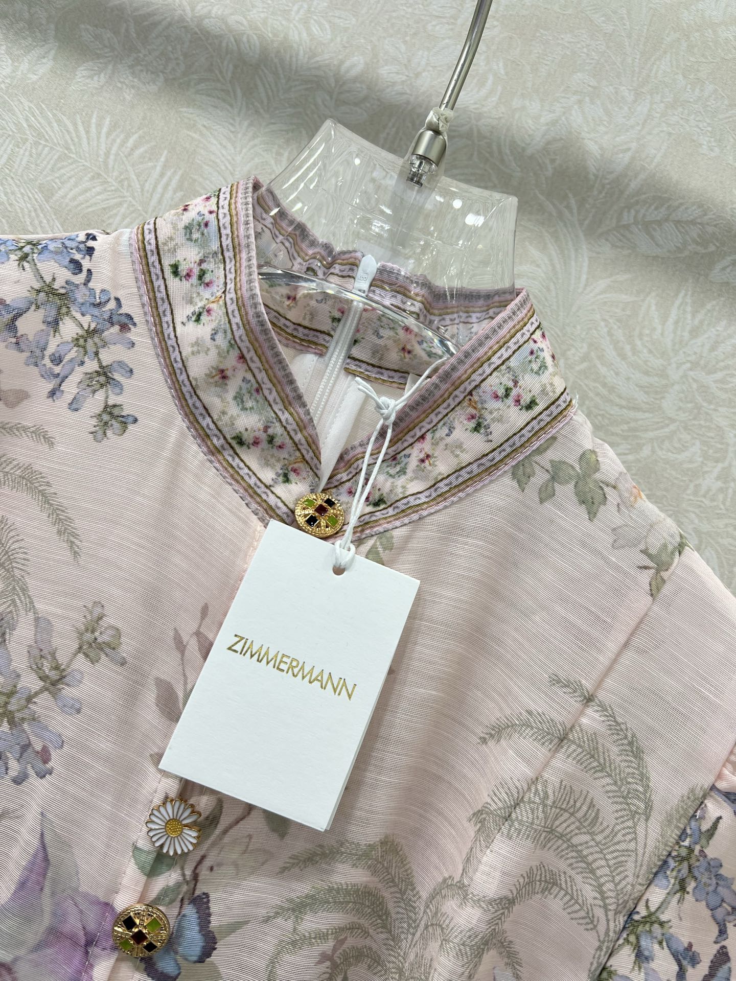 ZIMMER FLORAL DRESS WITH STAND COLLAR AND BELT 269180