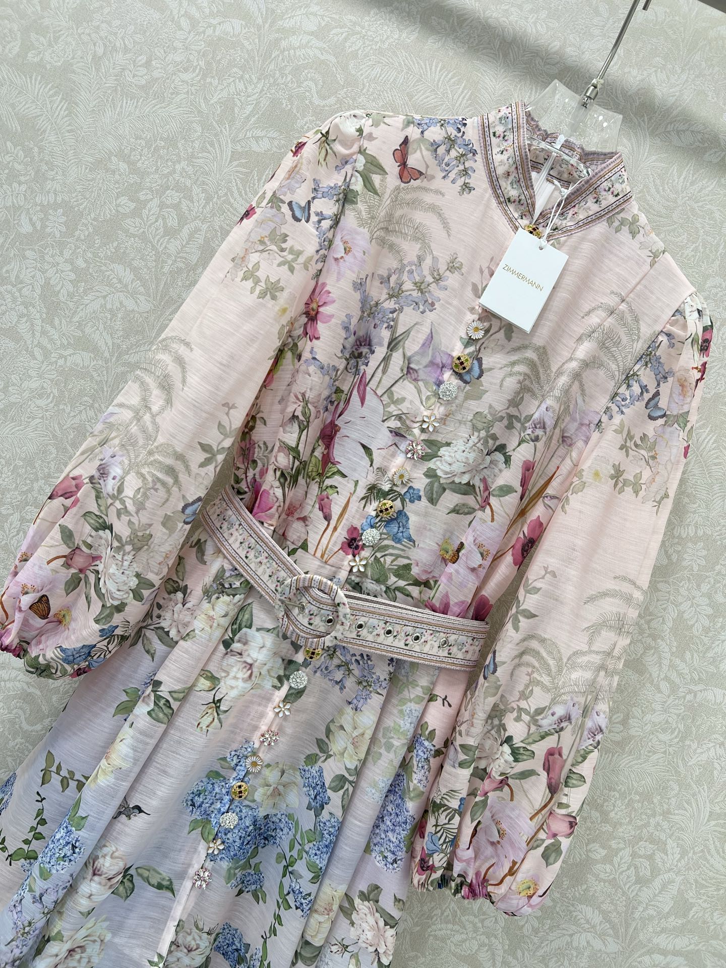 ZIMMER FLORAL DRESS WITH STAND COLLAR AND BELT 269180