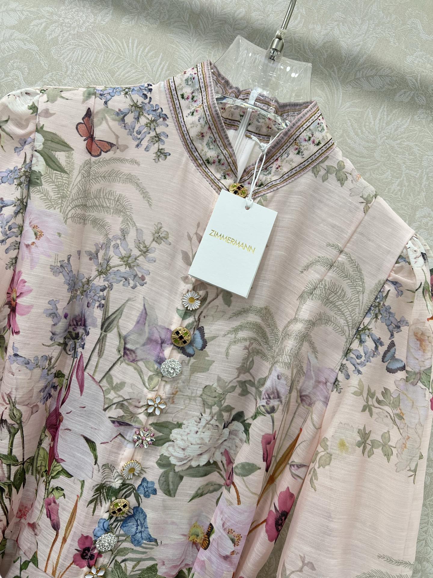 ZIMMER FLORAL DRESS WITH STAND COLLAR AND BELT 269180