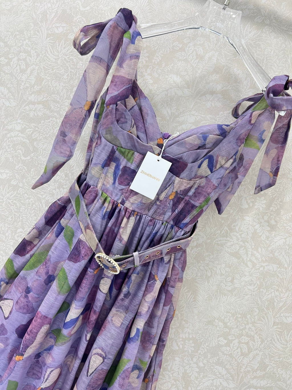 ZIMMERMANN LONG HERRINGBONE DRESS IN PLUM PURPLE 269379