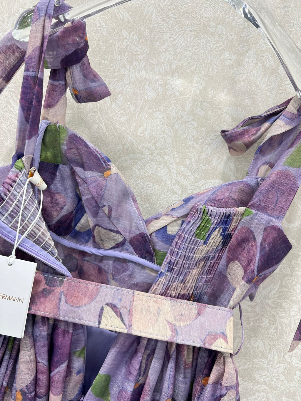 ZIMMERMANN SHORT HERRINGBONE DRESS IN PLUM PURPLE 269377