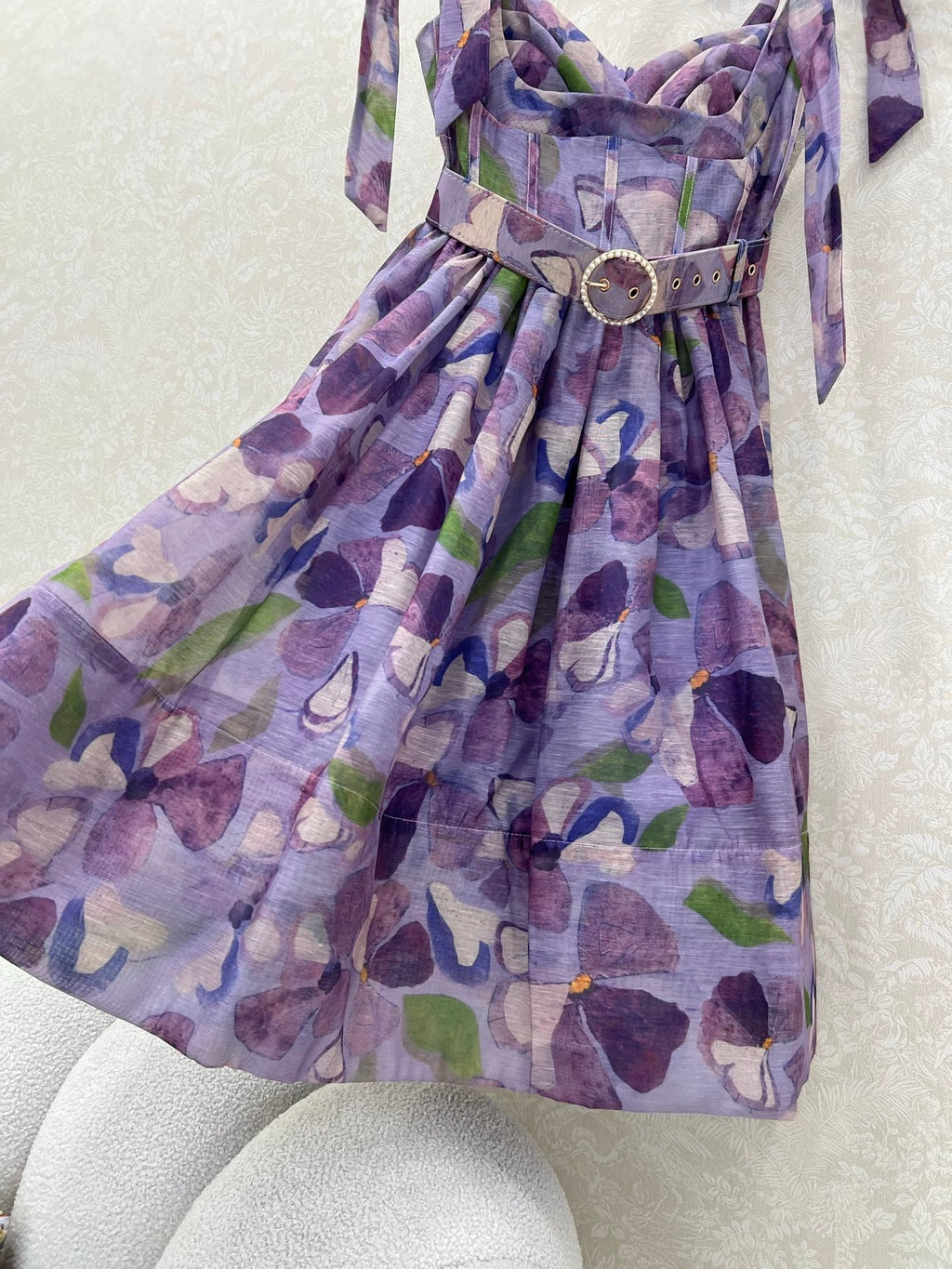 ZIMMERMANN SHORT HERRINGBONE DRESS IN PLUM PURPLE 269377