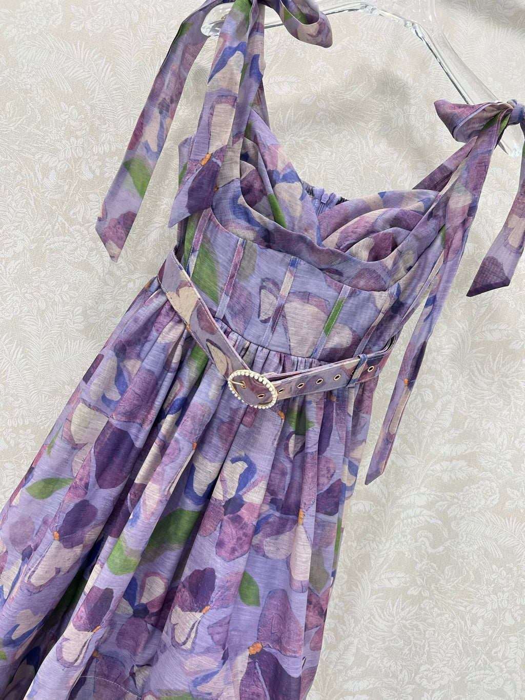 ZIMMERMANN SHORT HERRINGBONE DRESS IN PLUM PURPLE 269377