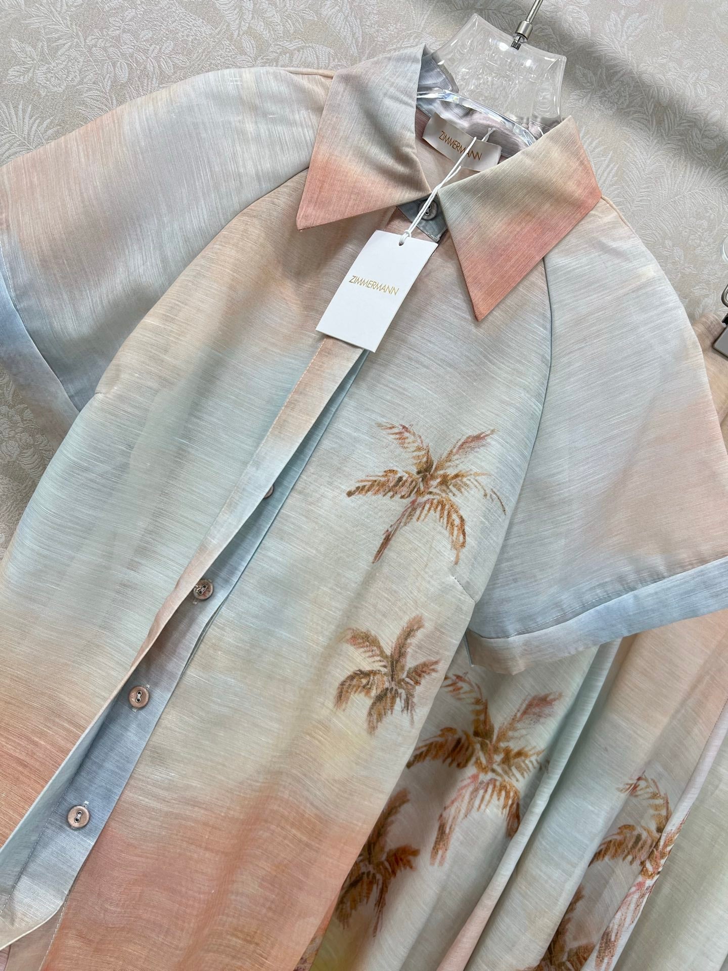 ZIMMERMANN SHORT-SLEEVE SHIRT AND HIGH-WAIST MAXI SKIRT SET 275079