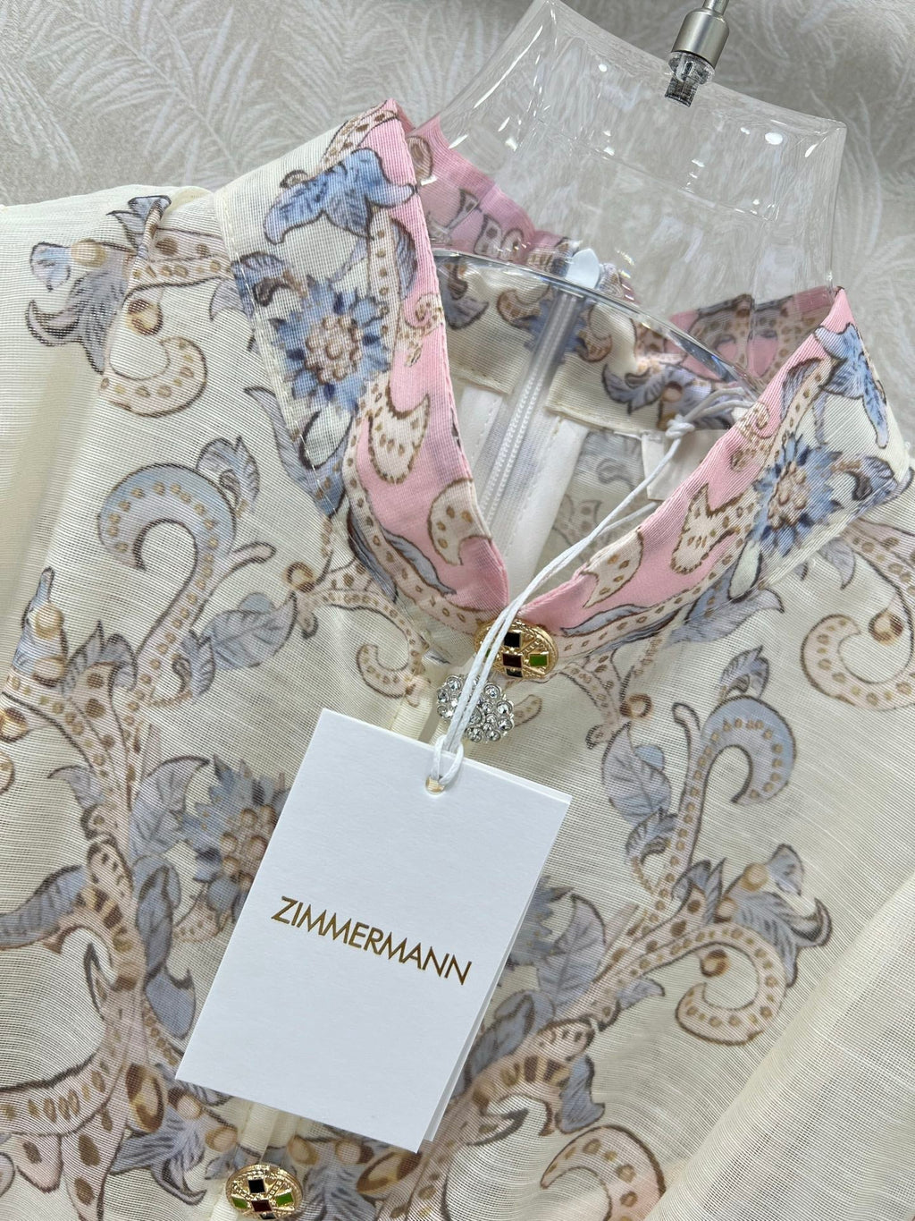 ZIMMERMANN SHORT DRESS WITH A STAND COLLAR 275114