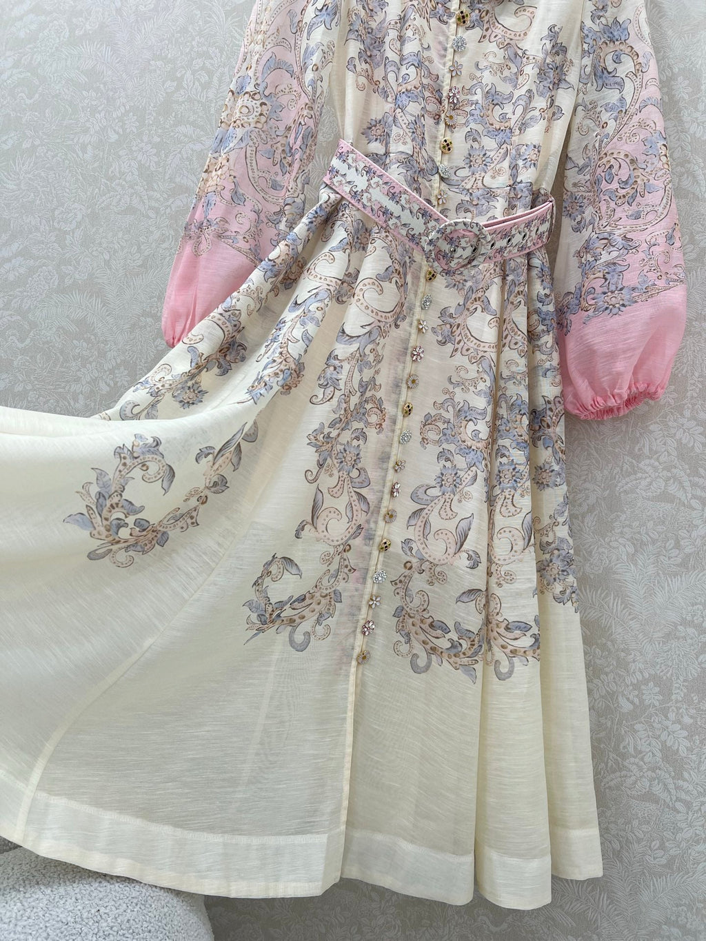 ZIMMERMANN LONG DRESS WITH A STAND COLLAR 275112