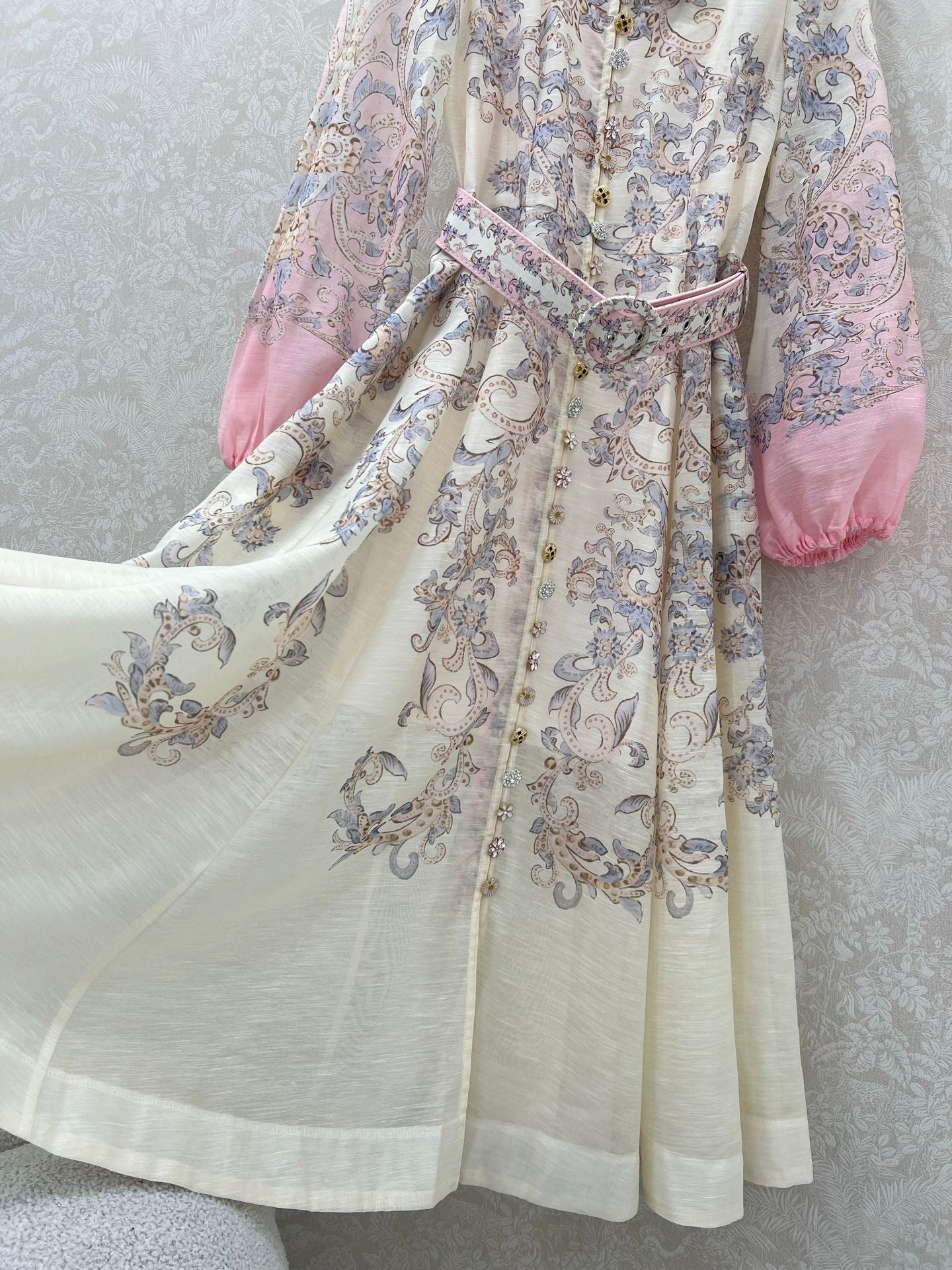 ZIMMERMANN LONG DRESS WITH A STAND COLLAR 275112