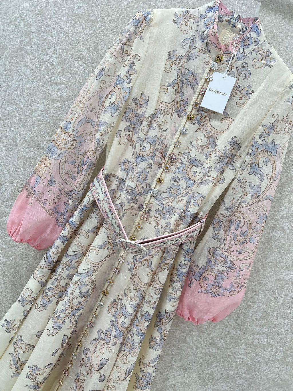 ZIMMERMANN LONG DRESS WITH A STAND COLLAR 275112