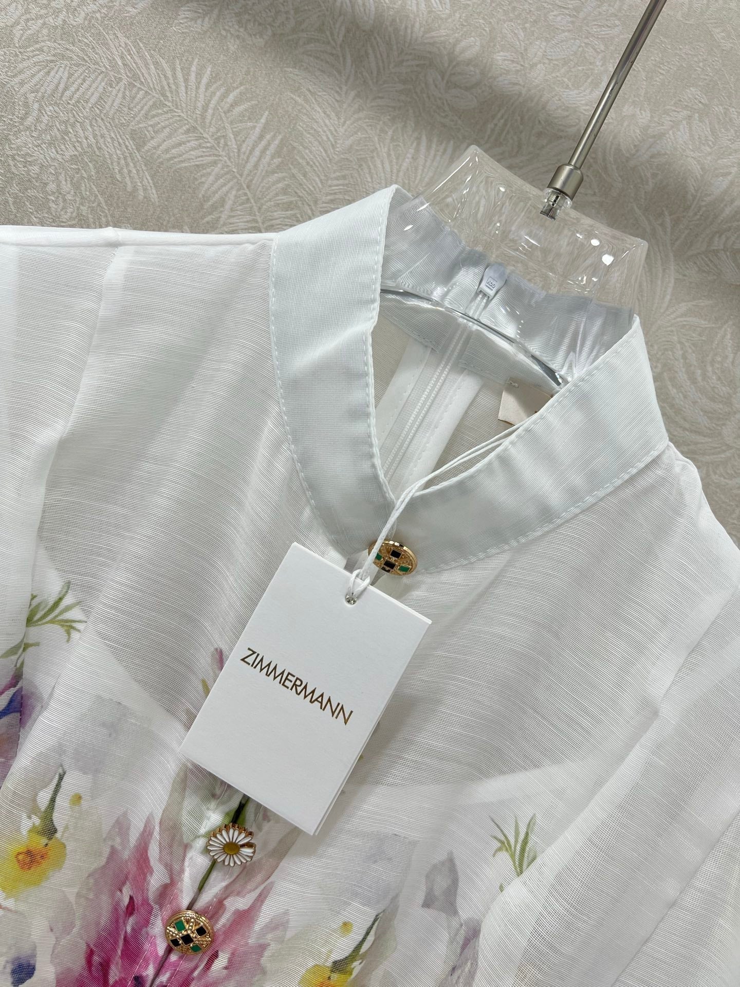 ZIMMERMANN LONG DRESS WITH A STAND COLLAR 275117