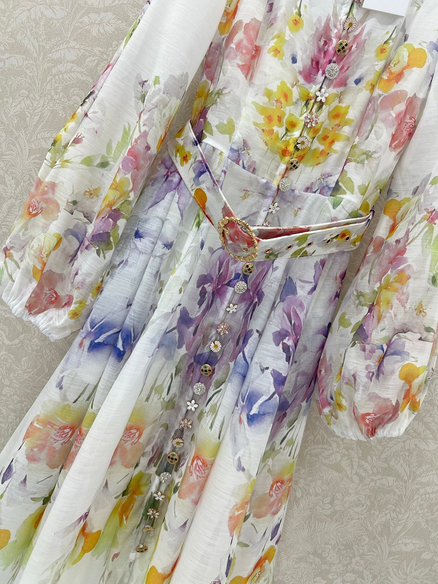 ZIMMERMANN LONG DRESS WITH A STAND COLLAR 275117