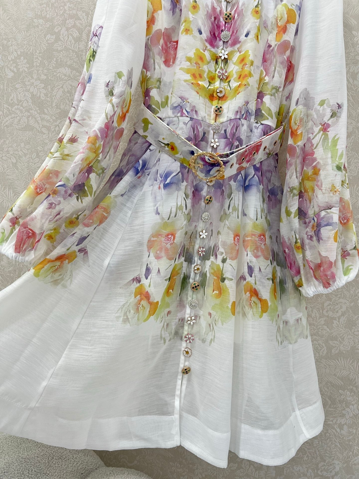 ZIMMERMANN SHORT DRESS WITH A STAND COLLAR 275119