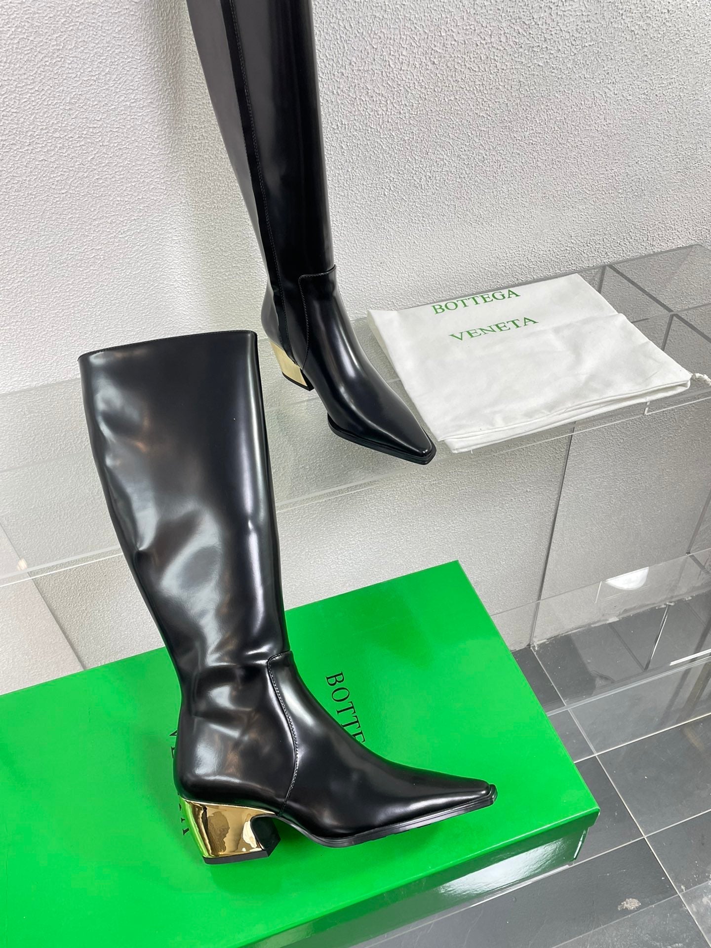 TEX HIGH BOOT IN BLACK PATENT CALFSKIN