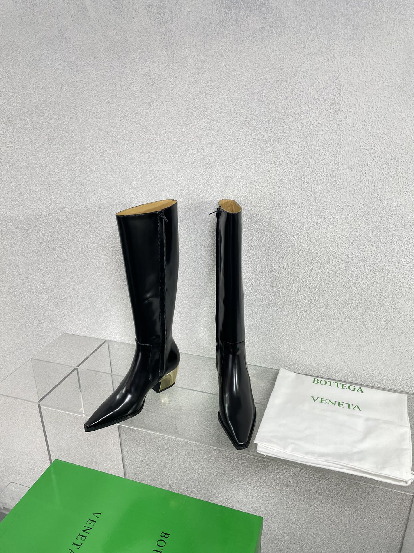 TEX HIGH BOOT IN BLACK PATENT CALFSKIN