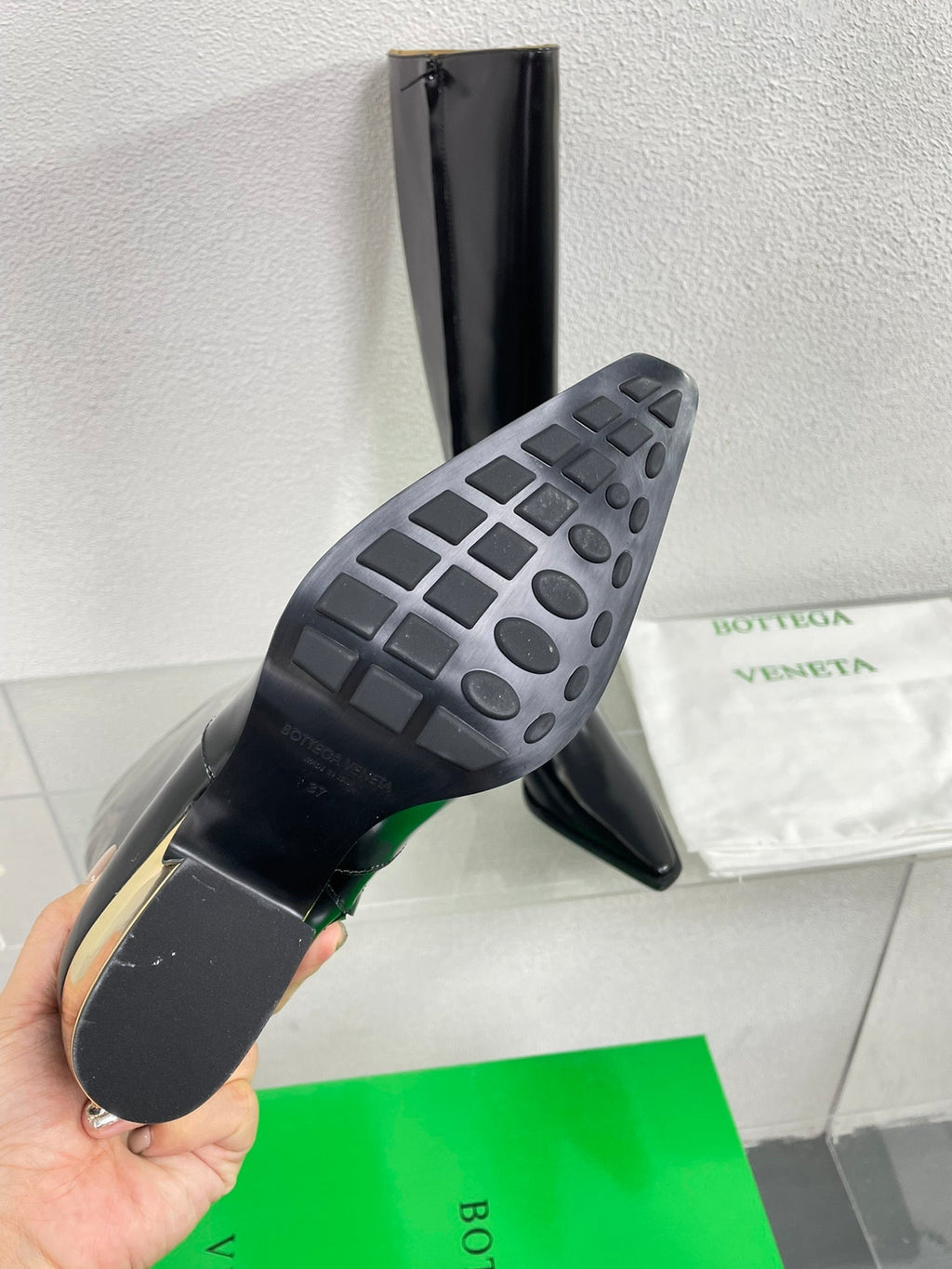 TEX HIGH BOOT IN BLACK PATENT CALFSKIN