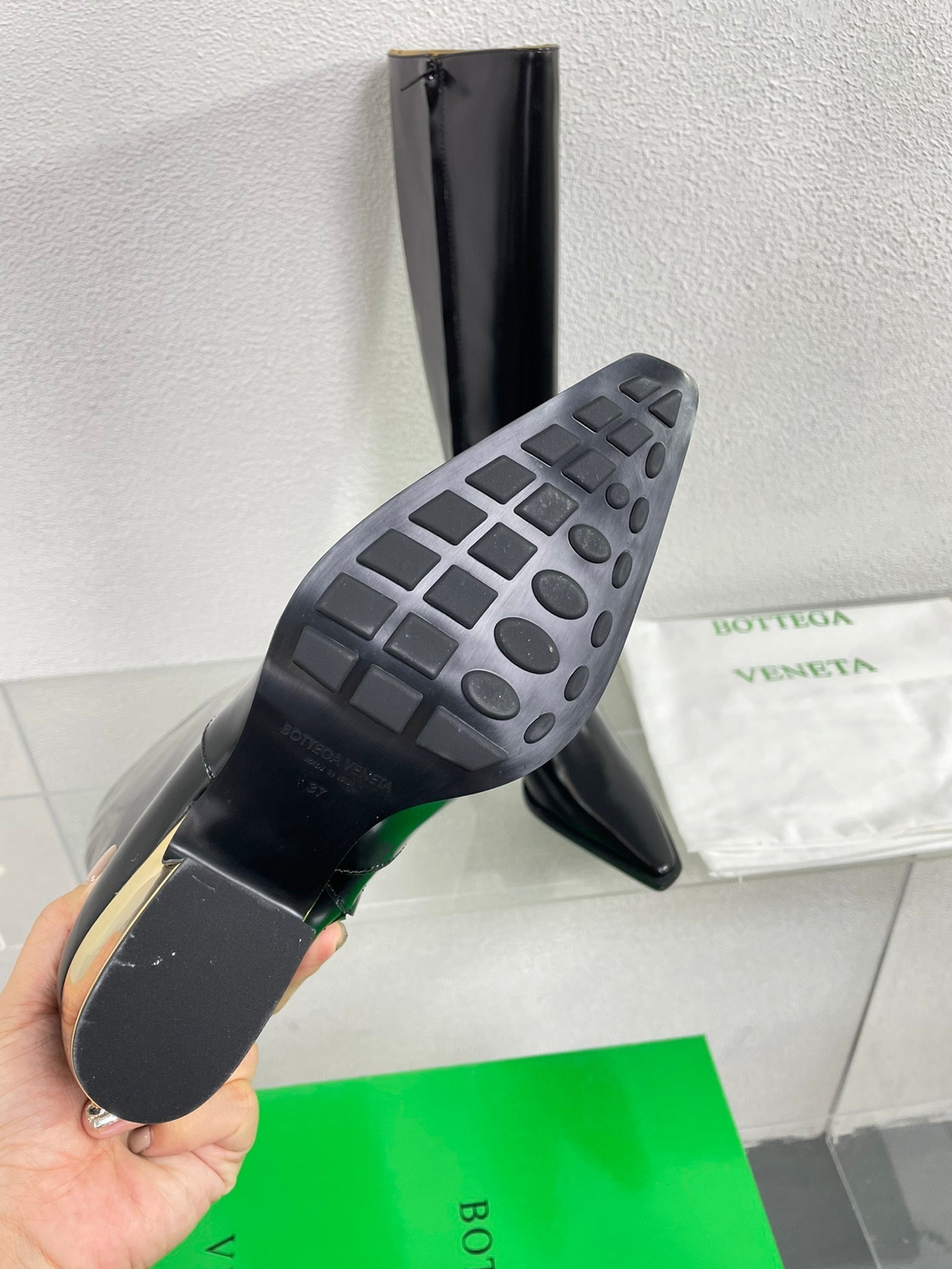 TEX HIGH BOOT IN BLACK PATENT CALFSKIN