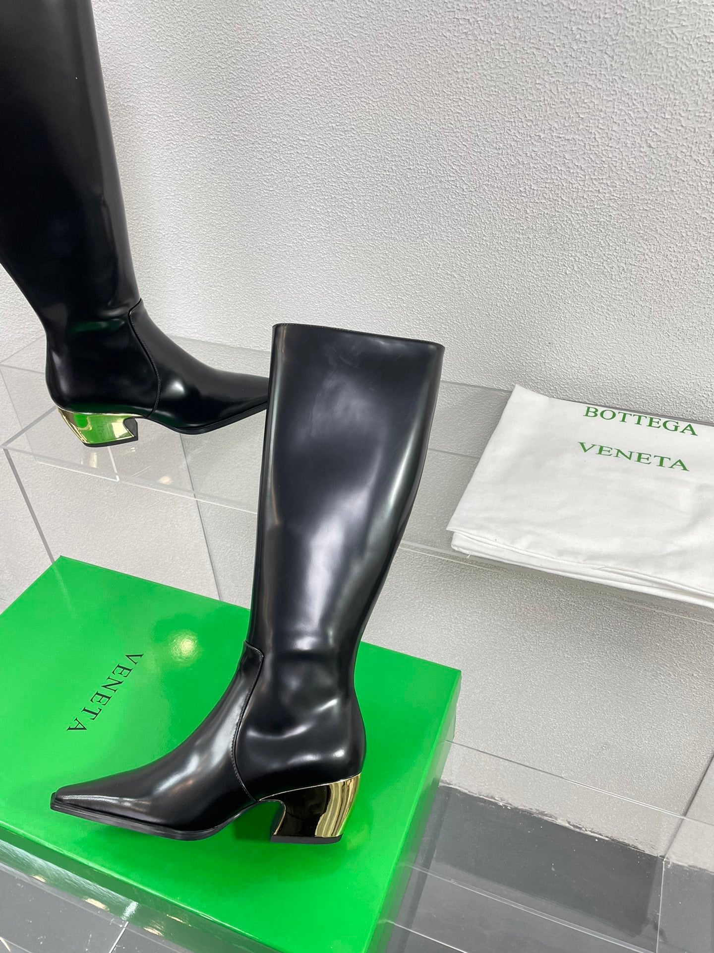 TEX HIGH BOOT IN BLACK PATENT CALFSKIN