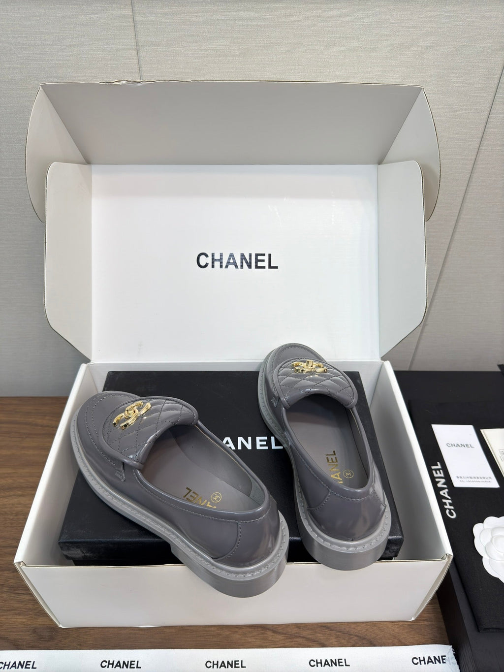 MOCCASIN 2.5 CM IN MOUSE GRAY PREMIUM LAMBSKIN